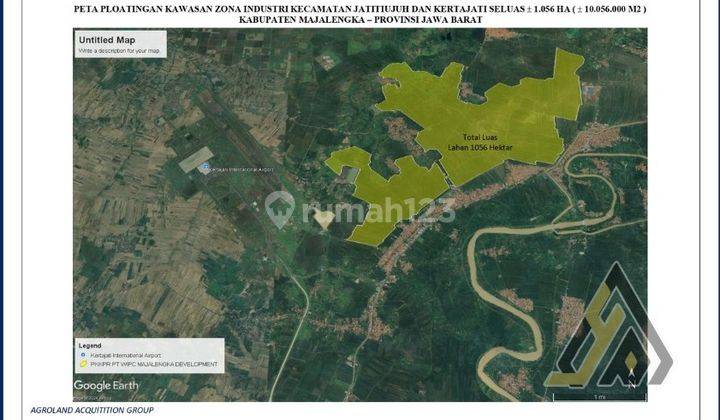 Dijual Lahan Zona Industri,lokasi Kertajati, Majalengka,luas 1,056Ha,Bu  2