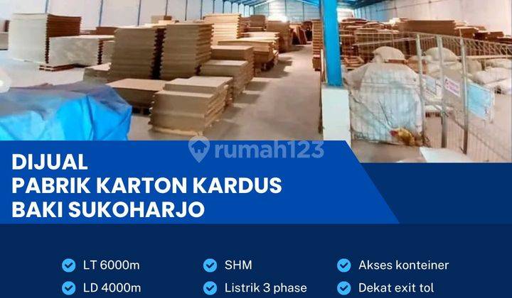 Dijual Pabrik Take Over Kardus Karton Aktif Sukoharjo 6000m  1