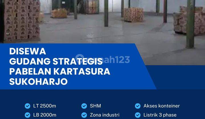 Disewakan Gudang Industri Pergudangan 2500m2 Berlimbah Sukoharjo.