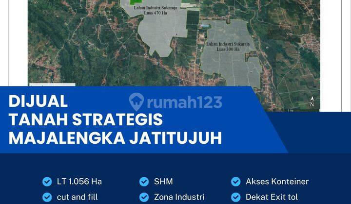 Dijual Lahan Zona Industri,lokasi Kertajati, Majalengka,luas 1,056Ha,Bu  1