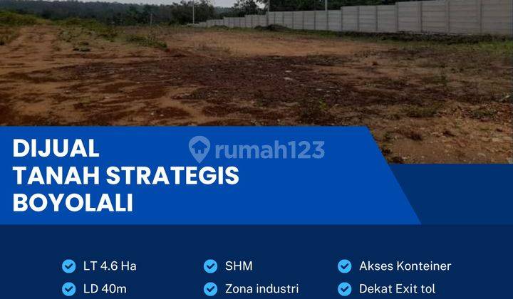 Dijual Lahan Zona Kuning,Lokasi Boyolali,Luas 4,6 Ha,Bu! 1