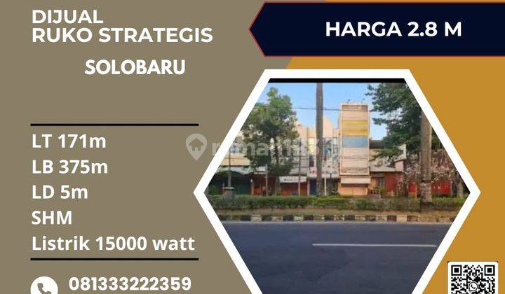 Dijual Ruko 3 Lantai Strategis,lokasi Solo Baru,luas 171m2,BU  1