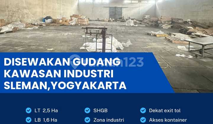 For rent: strategic warehouse in Sleman area, 25,000m².