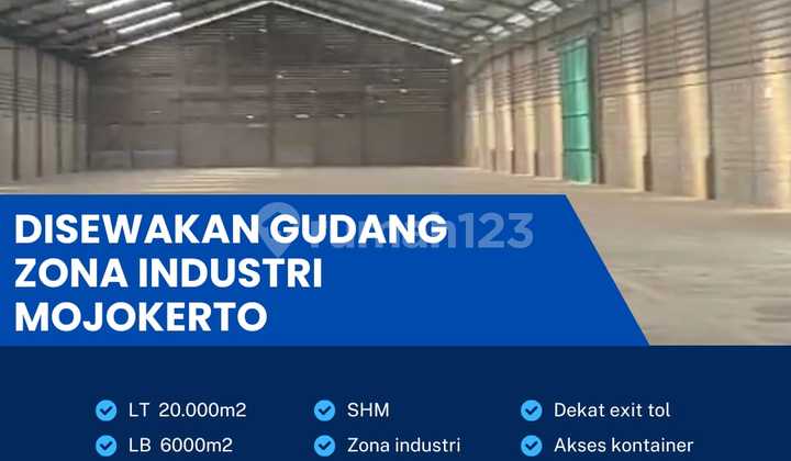 For rent: strategic warehouse location in Mojokerto, area 20,000 sqm.