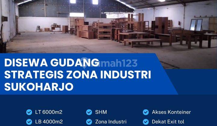 Disewakan Gudang Zona Industri Luas 6000m2 Lokasi Sukoharjo 1