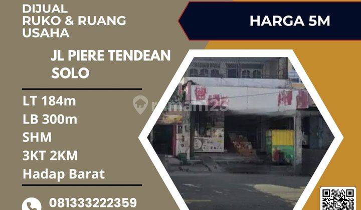 Dijual Ruko Strategis 2 Lantai, Lokasi Banjarsari Solo,luas 184m2,BU  1