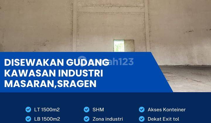 Disewa gudang lokasi Masaran sragen luas 1500m BU! 1