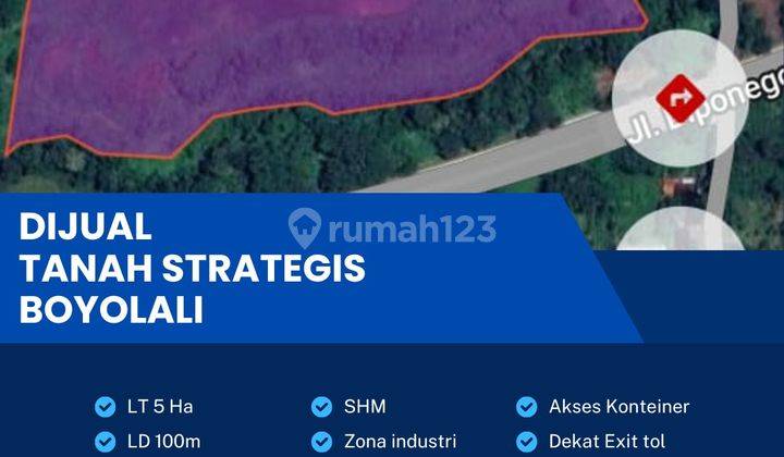 Dijual Lahan Strategis Zona Industri,Lokasi Mojosongo,Boyolali,Luas 5 Ha,Bu! 1