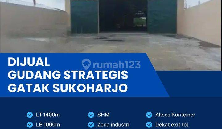 Dijual Gudang Zona Industri,lokasi Gatak Sukoharjo 1400m2,BU  1