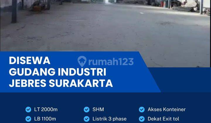 Disewakan Gudang Strategis Zona Industri 2000m2 Lokasi Jebres,surakarta  1