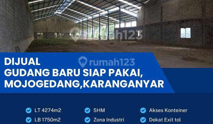 Dijual gudang industri lokasi Mojogedang sangat strategis Luas 4274m BU! 1