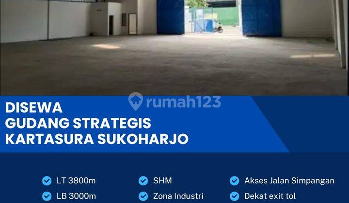 Disewakan Gudang Industri Zona Merah 3800m2 Berlimbah Kartasura,sukoharjo  1