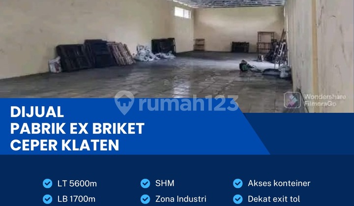 Ex Briquette Factory Industrial Zone Strategic Location Ceper, Klaten Area 5600 m2 Wow!!!