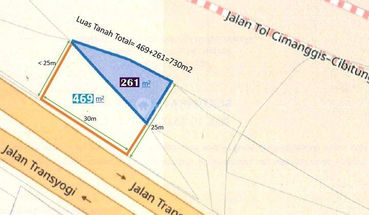 Tanah 730m2 di Jl. Transyogi Pintu Tol Jati Karya Bogor 1K8000TJ 2