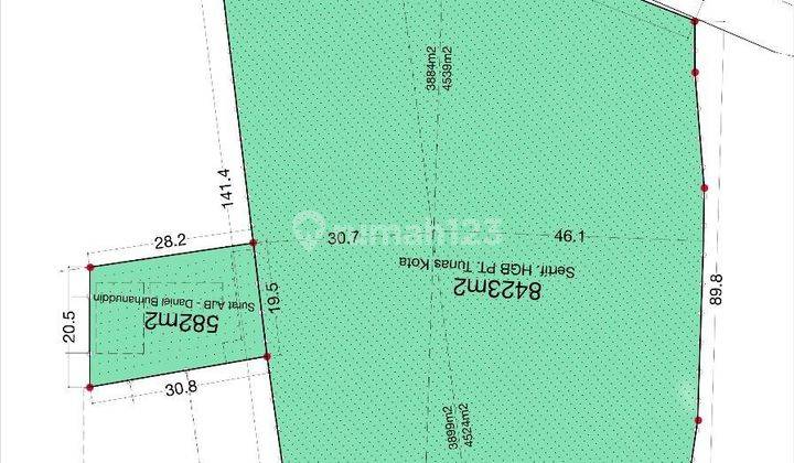 Lahan sangat Strategis, Jalan Lebar 2 Jalur, cck utk Apartemen, Office dll 2