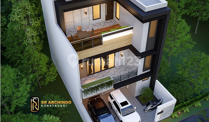 Rumah Mewah Modern Kontemporer 2,5 Lantai + Double Rooftop, Tanah Luas Harga Murah Dekat Tol Brigif, Jaksel