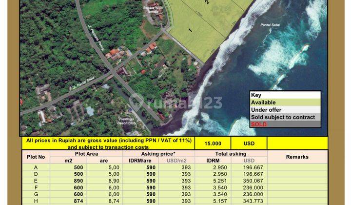 Cheap beach front land for sale suitable for a villa on Saba Beach 1