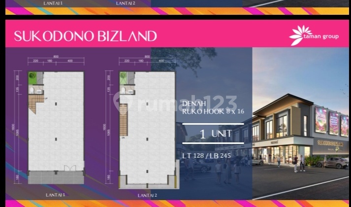 Ruko 2 Lantai Raya Sukodono Sidoarjo , Selangakah Pasar Sukodono