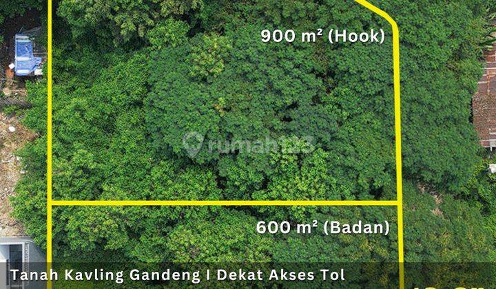 Tanah Hook Luas 1500m2 Dekat Akses Tol, Jalan Lebar 1