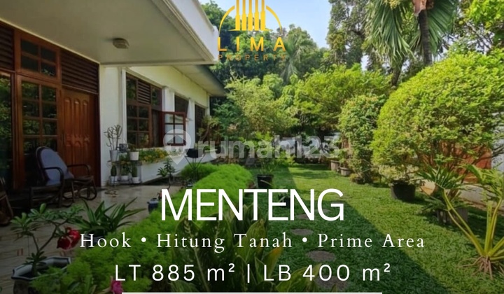 Rumah Hitung Tanah Hoek Menteng . Taman Luas. Lingkungan Tenang
