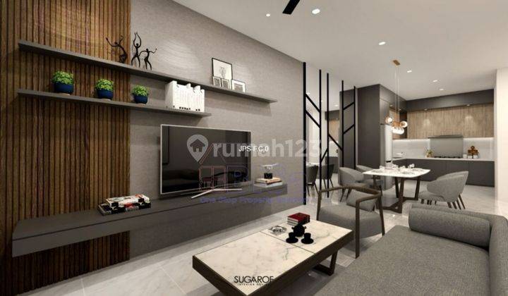 ruang tamu jual rumah 4 kamar furnish