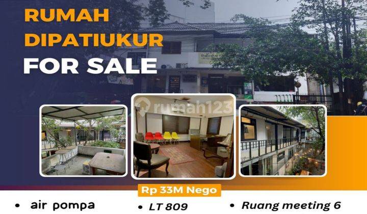 Dijual Rumah Dipatiukur  Lt 809 Lb 618 2lt Air Pompa 16.000watt Kt 4  Km 5+4 Ruang Meeting 6 Ruang Serbaguna 6 Gudang 1 Hadap Selatan Carport Luas 8mbl  Jual 33m Nego 1