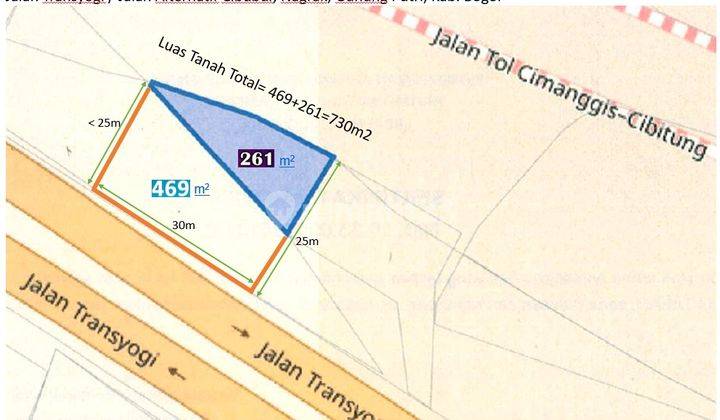 Di Jual Cepat Kavling/tanah Komersial Luas Tanah 730 M2 (dalam 2 Shm)lebar Depan 30 Mlokasi Strategis Di Jalan Raya Alternatif Cibubur/transyogi.dekat Pintu Tol Cimanggis-cibitung (gerbang Tol Jati Karya).sangat Cocok Untuk Usaha.saat Ini Tanah Sudah *kos 2