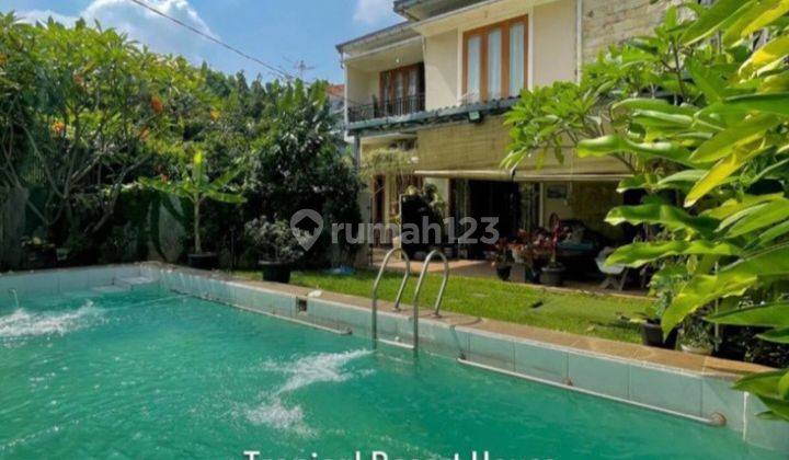 Turun Harga!!dijual Tropical House For Sale Jl.mawar Indah Lebak Bulus Jakarta Selatanshmluas Tanah : 440m2luas Bangunan 310m2kamar Tidur : 3+1kamar Mandi : 4+2kolam Renang 4x9mparkir Mobil 2+8gudang & Green Houselistrik 7.700kwhtahun Selesai Pembangunan  1