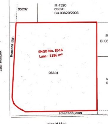 Dibawah NJOP !!!! Rare Land Available!Tanah 1.186 M² di H. Muhi Raya, Pondok Pinang, Hook (Haji Muhi Raya & Komplek Pu).