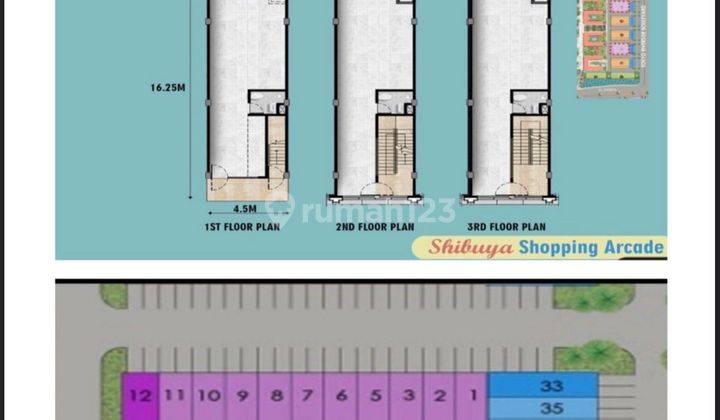 Dijual Ruko Shibuya Pik 2, 3 Lantai, Ukuran 4,5 X 16,25, Kosongan  2