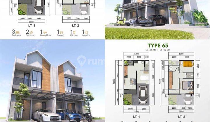 Rumah Baru 2 Lantai Scandinavian di Komsen Jatiasih Bekasi Kota 2