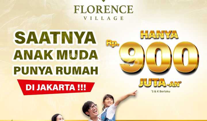 Rumah 2Lt Lokasi Bagus Hanya 900 Jt An di Cluster Florence Village Jakarta Garden City (Jgc) Cakung Jakarta Timur