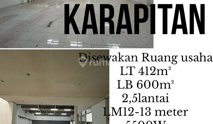 Ruko besar 2 lantai di Karapitan siap pakai 412 m 2