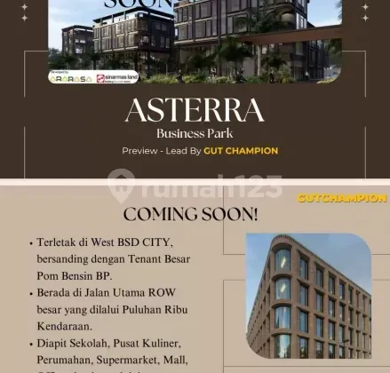 Dijual Ruko Asterra Business Park Samping Genesis Global