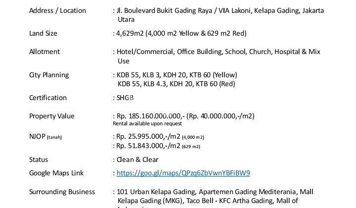 Jual Tanah Strategis di Kelapa Gading Jakarta Utara 2