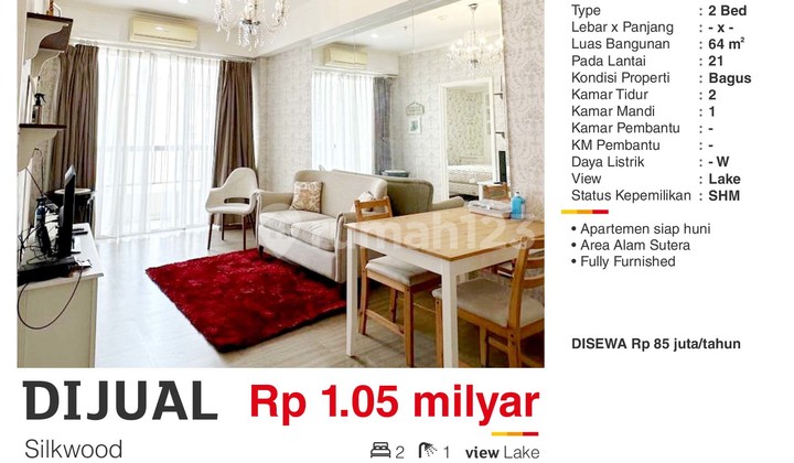 Unit Cantik! Silkwood Alam Sutera 2 Bedroom Furnished  2