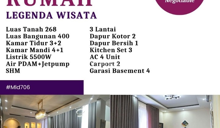 Dijual Rumah Mewah 3.lantai Di Legenda Wisata Cibubur 2