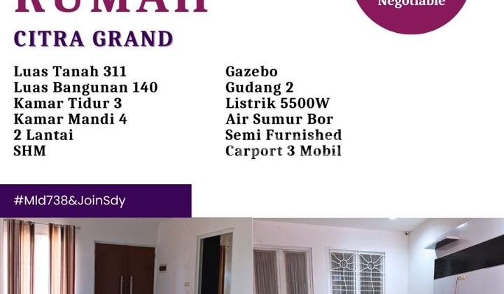 Dijual Cepat Rumah Luas 2 Lantai di Cibubur 2