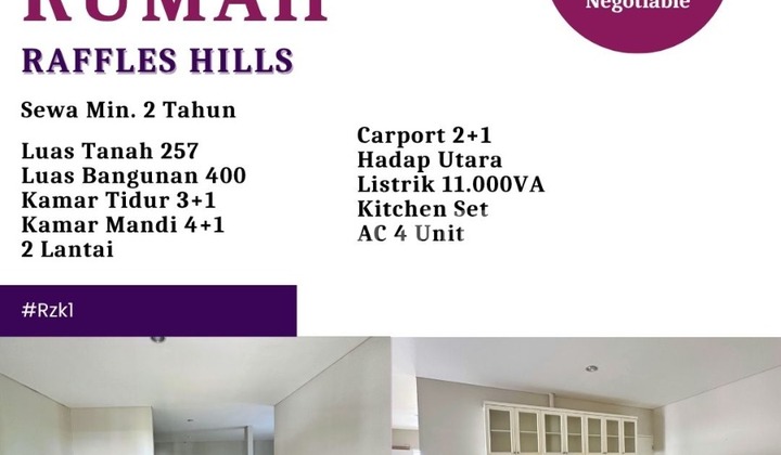 Disewakan Rumah Luas Cantik Di Hoek Raffles Hills Cibubur 2