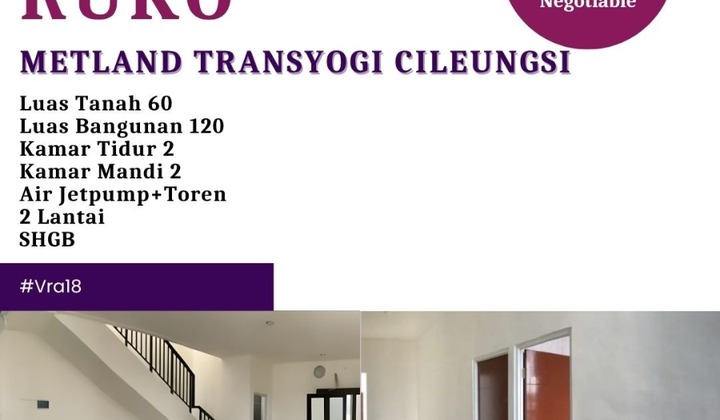 For Quick Sale: Neat 2-Story Shop House Metland Transyogi Cileungsi For Quick Sale: Neat 2-Story Shop House Metland Transyogi Cileungsi