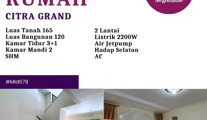 Dijual Murah Rumah Luas 2 Lantai Citra Grand Cibubur 2