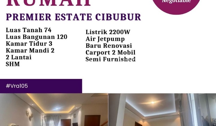Dijual Cepat Rumah Cantik2 Lantai Premier Estate Kranggan 2