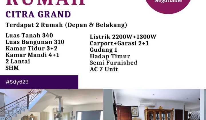 Dijual Cepat Rumah Luas 2 Lantai Citra Grand Cibubur 1