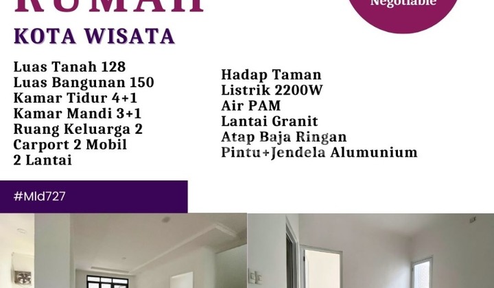 Dijual Rumah Cantik 2 Lantai di Kota Wisata Cibubur 2
