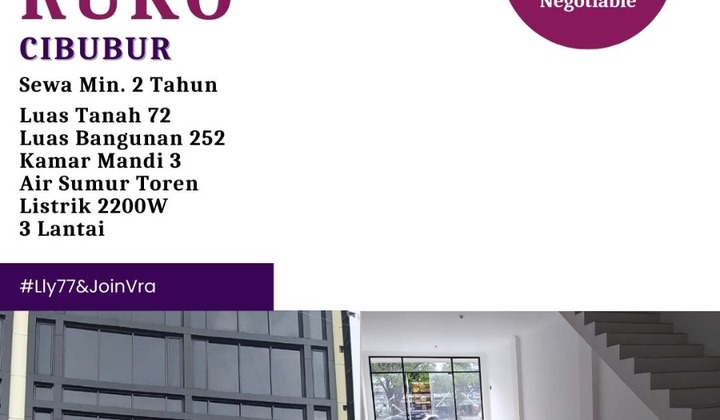 For Rent: Large Adjoined Shophouse in the Strategic Area of Cibubur 2
