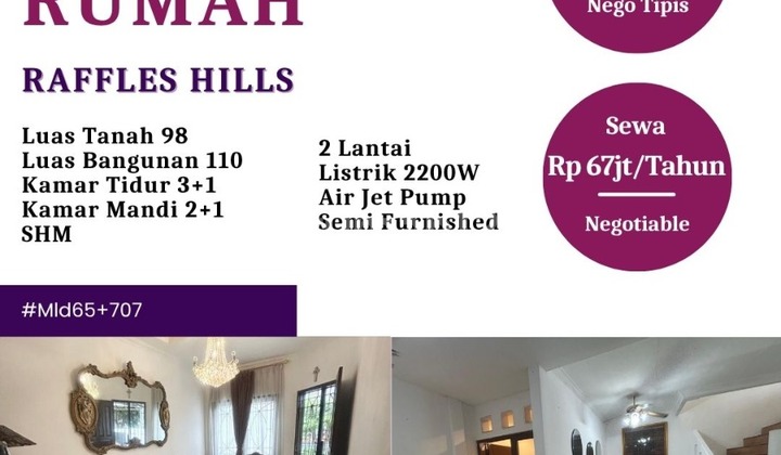 Disewakan Rumah Cantik 2.lantai Raffles Hills Cibubur 2