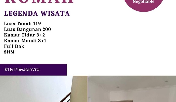 Dijual Rumah Cantik 2.lantai Legenda Wisata Cibubur 2