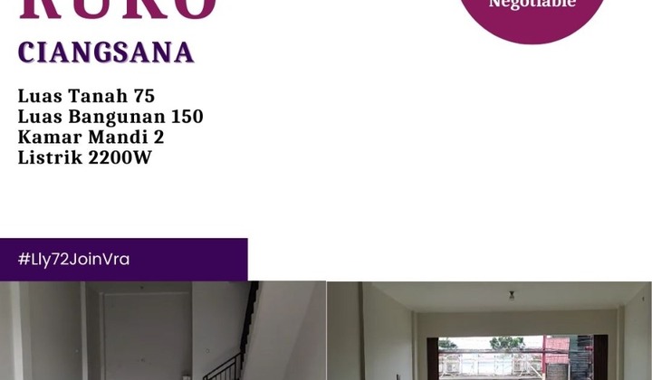 Disewakan Cepat Ruko Baru 2 Lantai Ciangsana Kab Bogor 2