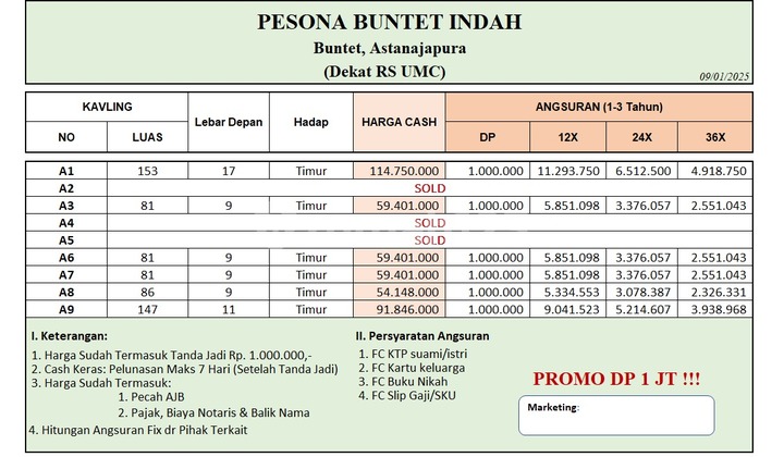 Tanah Kavling di Buntet Cirebon Timur:  Free Biaya AJB 2