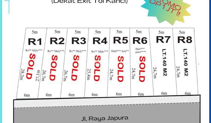 Dijual Tanah Kavling Pinggir Jalan 70 Jt an di Japura Diskon 5 Jt 2